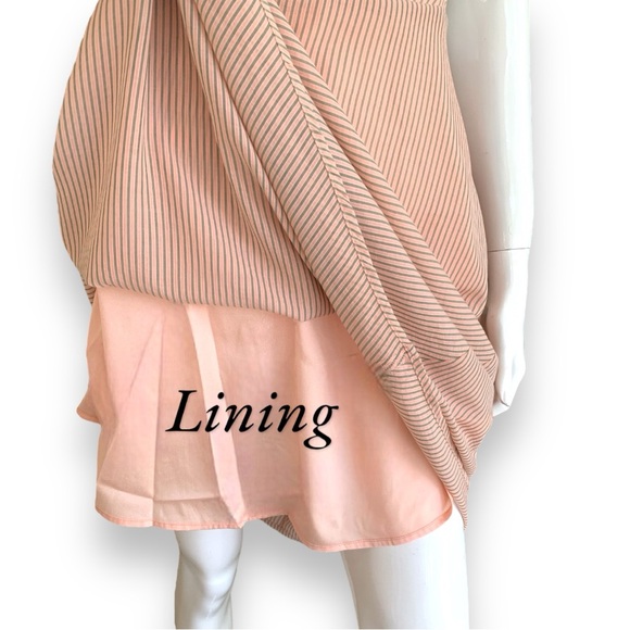 J.O.A. PEACH/GREY PINSTRIPED HALTER TOP SUNDRESS WITH TIE BOW BACK. WOMEN SZ SM - Picture 8 of 10